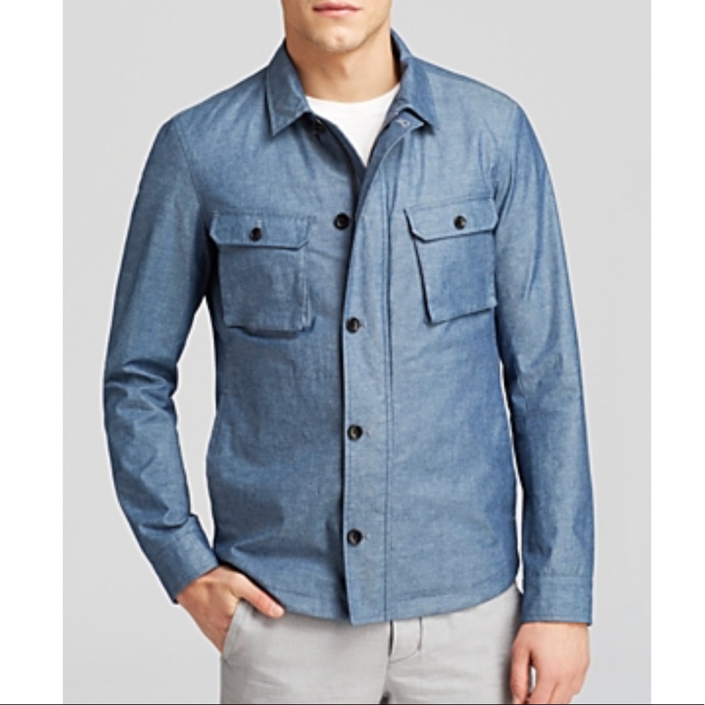NWT Vince Blue Coated Chambray Shirt Jacket